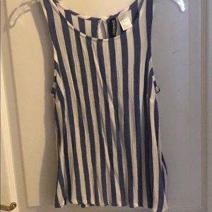 H&M Blue and White Striped Muscle Tee Tank Top
